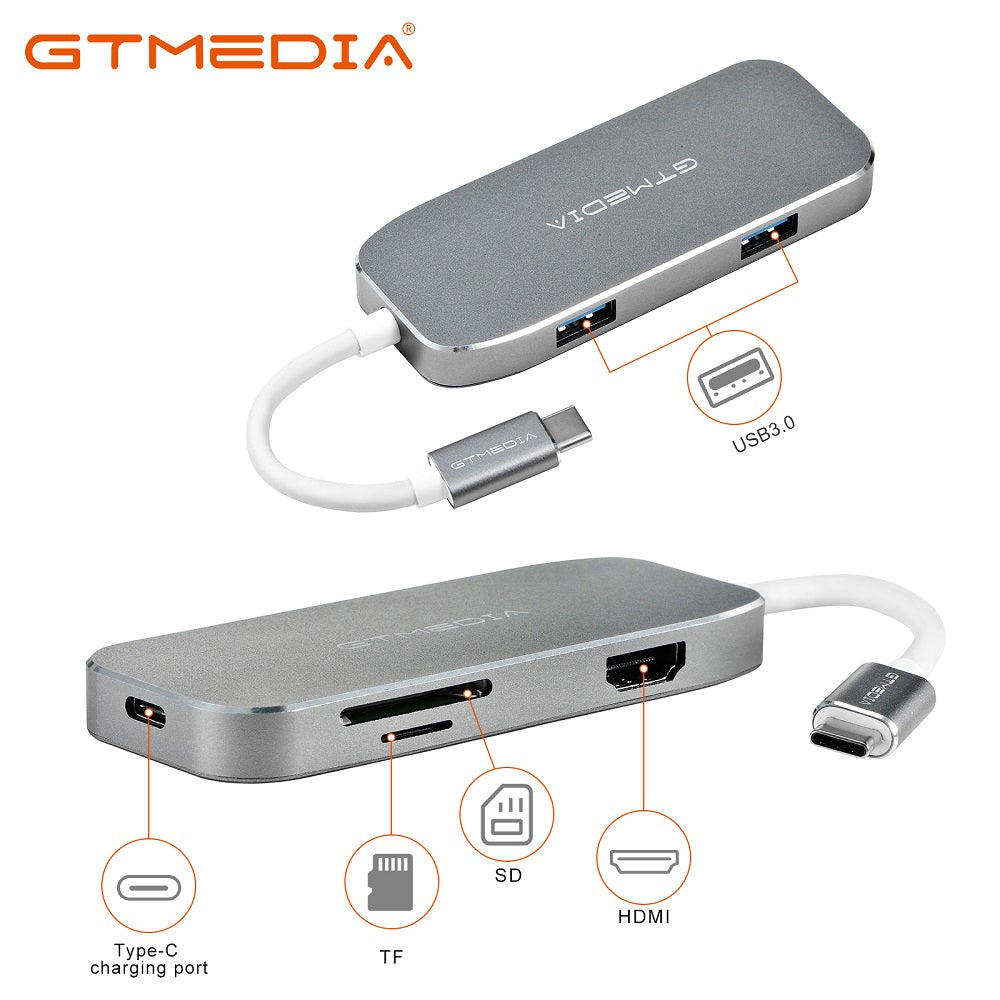 GC618 USB-C Multifunction HUB/USB3.1 C/M TO HDMI+2USB3.0+SD+TF+PD (FREE SHIPPING)