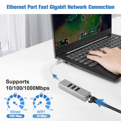 GC615 USB3.1 C/M TO 3USB3.0+RJ45（10/100/1000M） (FREE SHIPPING)