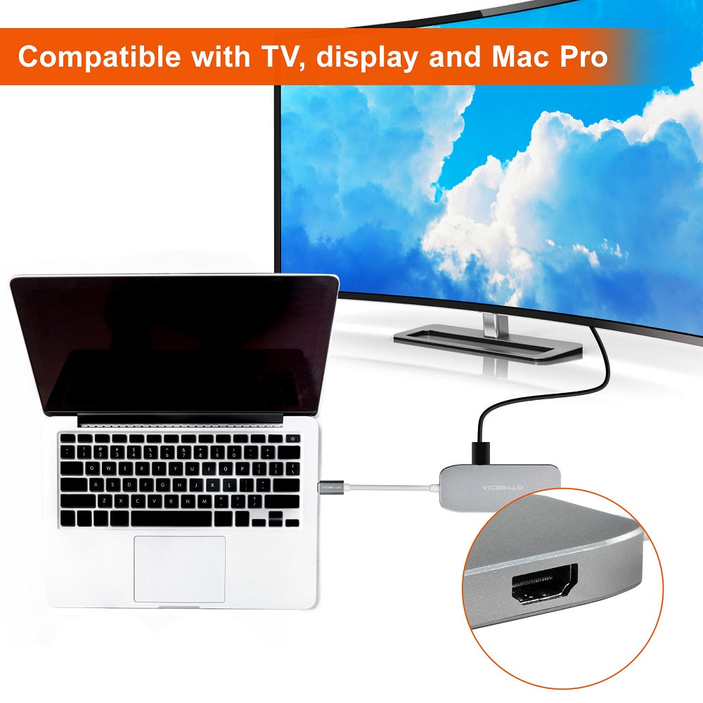 GC618 USB-C Multifunction HUB/USB3.1 C/M TO HDMI+2USB3.0+SD+TF+PD (FREE SHIPPING)