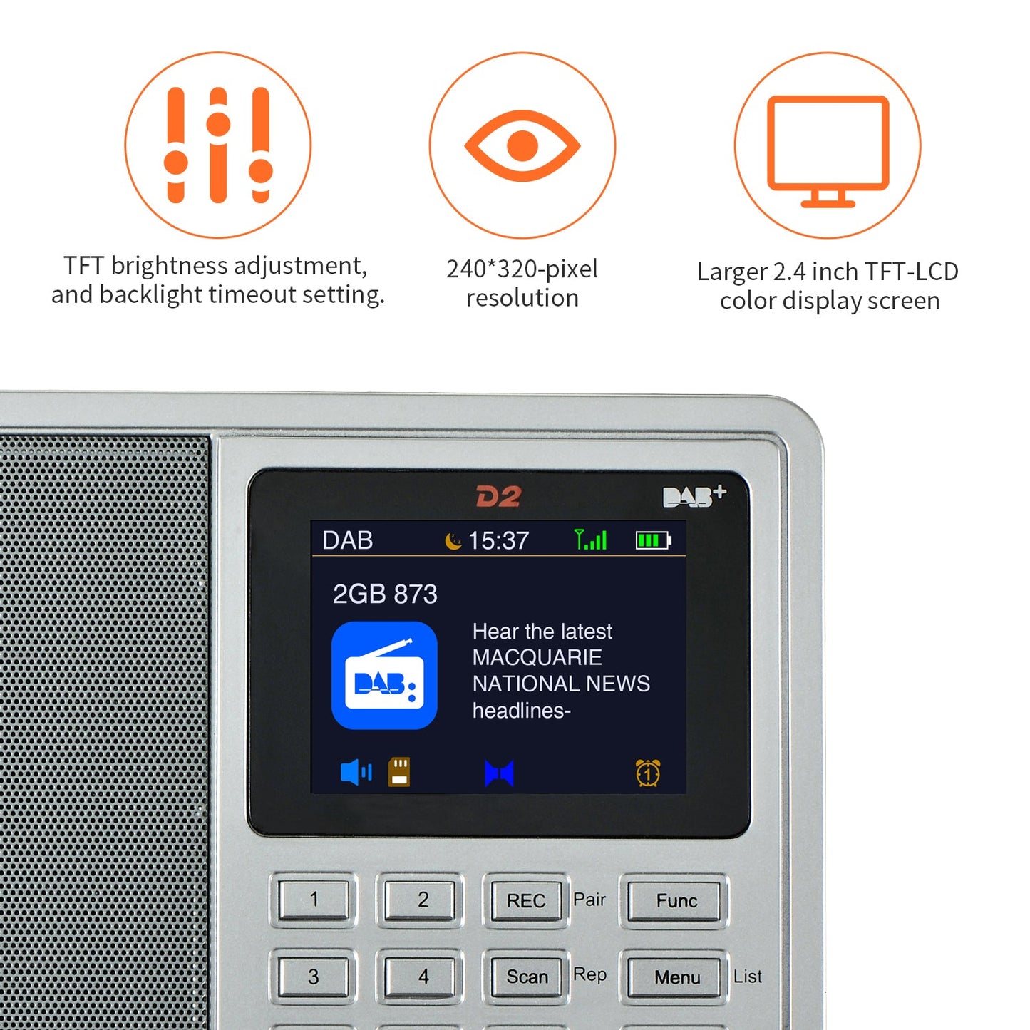 GTMEDIA D2 Potable Digital Radio DAB+ FM With Bluetooth with TFT Color Display